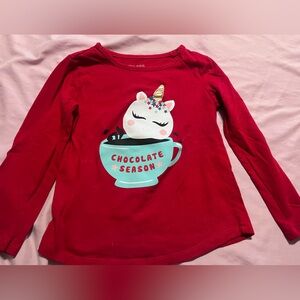 Okie Dokie Red Unicorn Chocolate Season Long Sleeve Tee